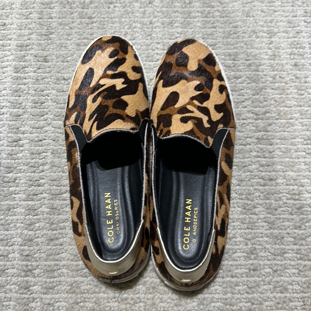 Cole Haan animal print slip on sneakers